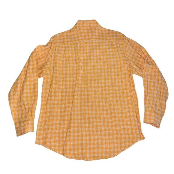 2 Henry Cottons Men's Linen Plaid Dress Shirts Sz Small Tall Blue Orange Easter - Picture 3 of 16